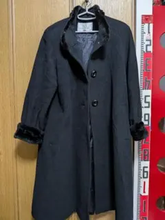PARIENNE ファー付きロングコート ブラック【USED】
