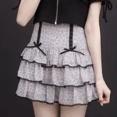 pium ピウム オリジナルレオパードティアードスカート