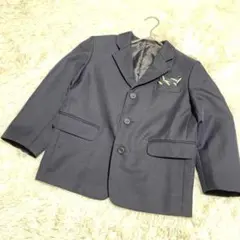 キッズ用ネイビー ブレザー 120 美品 フォーマル　ポケットチーフ　卒業式