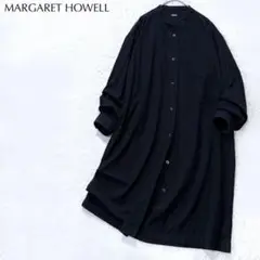 【美品】MHL.マーガレットハウエル カシミヤ混 バンドカラー シャツワンピース
