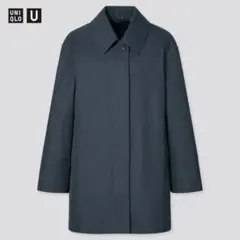 極美品 UNIQLO ユニクロユー ステンカラーコート ミドル コットン混