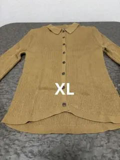 ユニクロ　UNIQLO メリノリブポロカーディガン XL 47 YELLOW