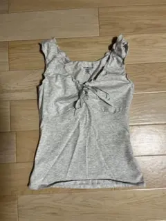 Brandy melville グレー フリル リボン タンクトップ