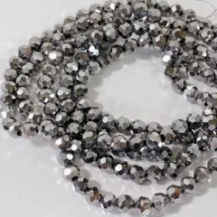 hu439/SALE！ガラスビーズ◇多面カット シルバー5連