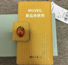 【新品未使用】MUVEIL ミュベールスマホケース 手帳型　イエロー✖️イチゴ 新品未使用】MUVEIL ミュベールスマホケース 手帳型 イエロー