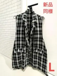新品同様❤ チェック柄 ジレ Lサイズ