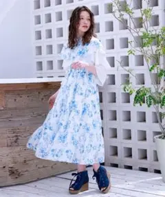 新品★アクシーズファムネモフィラプリントブラウス×ワンピースキャミワンピ