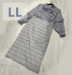 LL ロングタイトスカート ファスナー ゆったりサイズ縦ライン