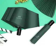 【新品】 折りたたみ傘 ワンタッチ自動開閉 晴雨兼用 高強度 UVカット カーキ