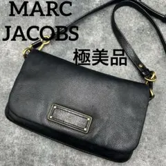 極美品 マークジェイコブス クロスボディ ショルダーバッグ シボ革 斜め掛け 黒