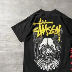 【2000年代奇抜スカル】stussy両面プリントTシャツ古着ストリート蛇骸骨.