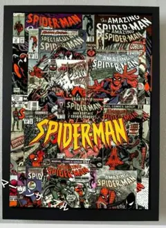 スパイダーマン　ポスターフレーム付き壁掛け　アメリカンレトロ