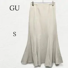 1859【GU】カットソーマーメイドロングスカート フレア ナチュラル S 上品