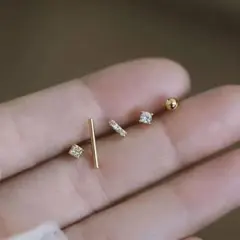 No22 シンプル ピアス 5点セット［ゴールド］金属アレルギー対応 高品質