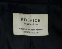 エディフィス EDIFICE チェスターコート チェック柄 総柄 44 S 紺