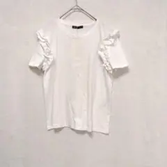 ZARA フリル付きホワイトTシャツ S