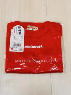 ミキハウス ロゴ ロンT 赤 80cm
