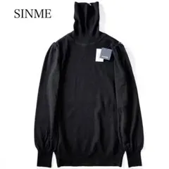 新品未使用 SINME シンメ リブタートルネック ニットセーター ブラック リブタートルニット ブラック | SINME