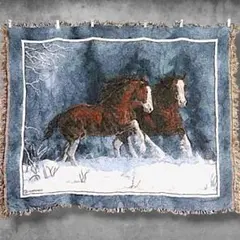 BOJM アニマル ラグ ブランケット ビンテージ クリスカミングス 馬 風景