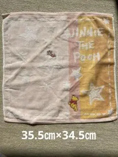 ウォッシュタオル　ハンドタオル　プーさん　イエロー&ピンク