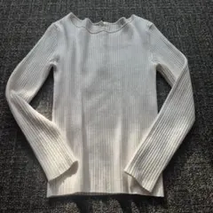 CADUNEホワイトリブニット長袖セーター★カデュネ白