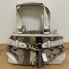 COACH ハンプトンズ シグネチャー パッチワーク ハンドバッグ　訳あり
