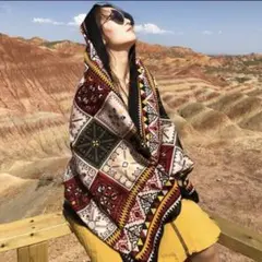 ❤大判❤ エスニック柄 リネン風 ショール ストール マフラー 180×90cm