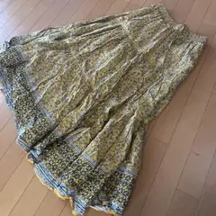 アメリカンホリックイエローフレアスカート花柄 幾何学模様 サイズM アジアン系