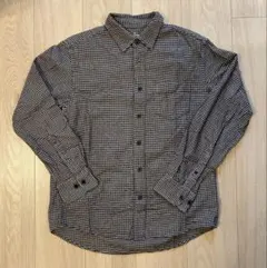 無印良品フランネルネルシャツ／白×黒チェック　XS