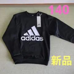 タグ付新品　adidas キッズ トレーナー 140 黒 ビッグロゴ スウェットのサムネイル