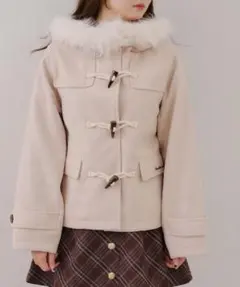 【新品】OLIVEdesOLIVE ファー付き ダッフルコート アイボリー