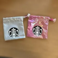 STARBUCKS 巾着袋 シルバー ピンク 2個セット