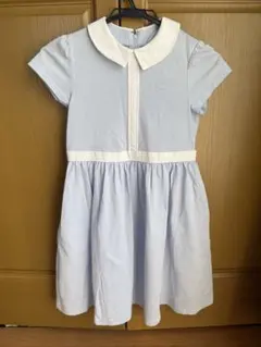 組曲　水色と白のストライプ 半袖ワンピース