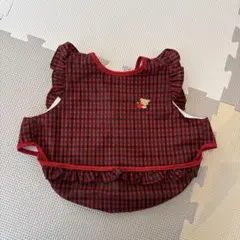 familiar 食事エプロン 赤のチェック柄