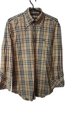 バーバリーブラックレーベル　長袖 人気ノバチェック　ロゴ刻印ボタン　ホースロゴ