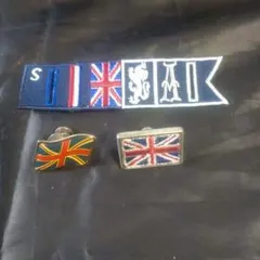 ユニオンジャック/ピンバッジ2個とボタンアクセサリーの3点セット