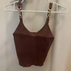 リブ編みブラウンビスチェ