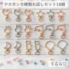 限定　ナスカン　お試し　18種　星　ハート　猫　月　シェル　うさぎ　イルカ
