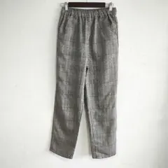 【ダブルフォーカス】グレー系チェック カジュアルパンツ M ウエストゴム