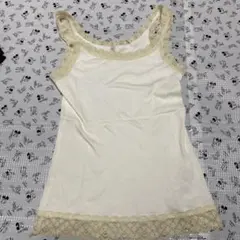 ホワイト レース付きキャミソール M