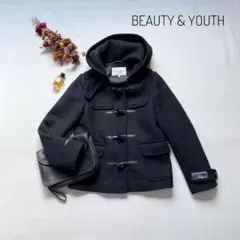 美品　ビューティ＆ユース　ダッフルコート　メルトンウール　ブラック　M
