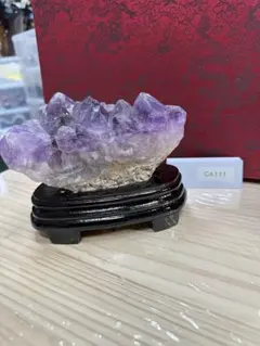 スーパーセブン 原石 クラスター 檀木台座付き - メルカリ