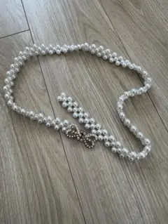 パールビーズ リボンバックル ベルト