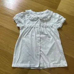 フリル付きホワイト半袖シャツ 110