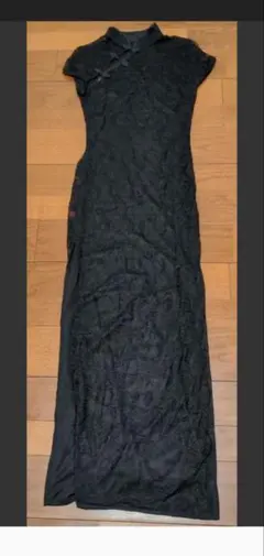 チャイナドレス　レース　スリット深め　ブラック　セクシー