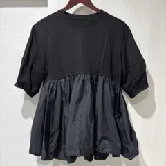 85 Doux Archives 異素材　ペプラム　フレア　トップス　ブラックのサムネイル