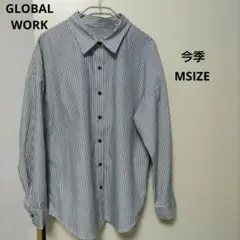 GLOBALWORK吉高さん着用マイスタイルシャツネイビーストライプ МSIZE