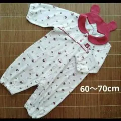 ベビー服　カバーオール　ロンパース　クマ耳襟付き　前開きタイプ