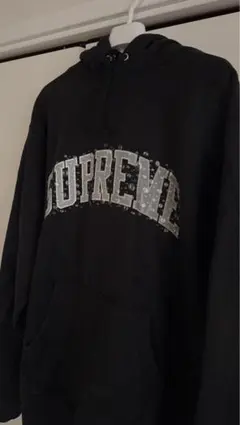 Supreme ビーズロゴ パーカー ブラック バックロゴ 刺繍 フーディー 