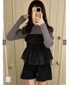 グレイルGRL バックリボンビスチェ×リブニットトップスセットアップ tu885